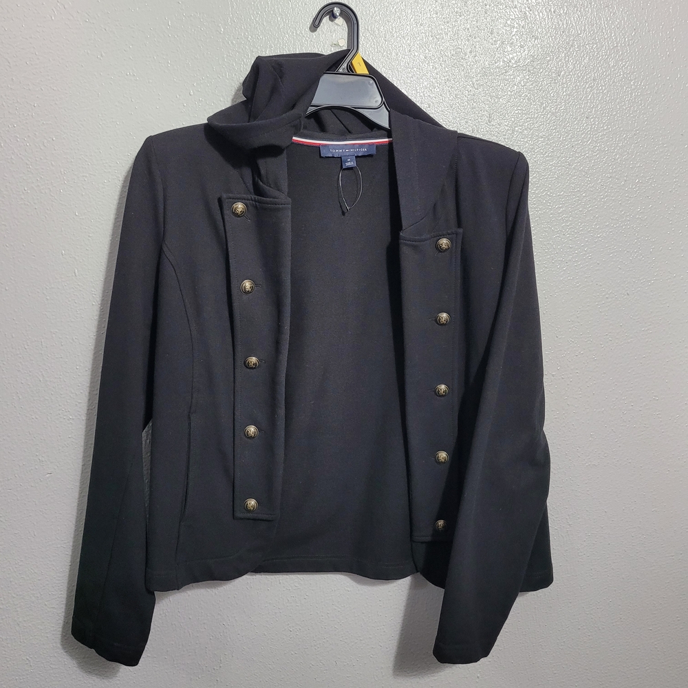 Tommy Hilfiger Double Breasted Military Style Jacket With Hoodie In Medium